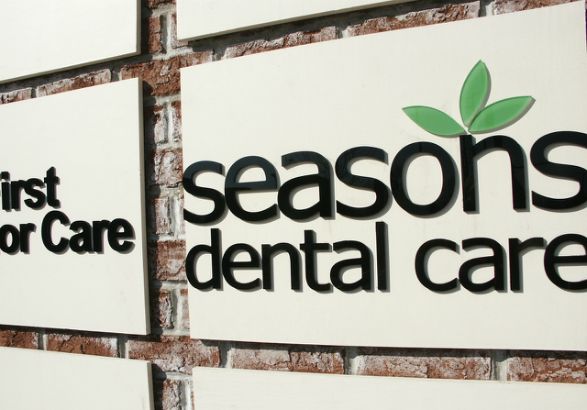 Seasons Dental Care Arlington Heights.  Dimensional Lettering on a tenant sign.