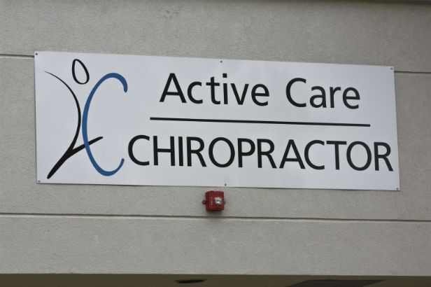 Active Care Chiropractor Arlington Heights. Vinyl Graphics on an aluminum sign.