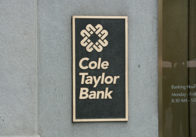 Cole Taylor Bank; Raised Lettering Metal Sign